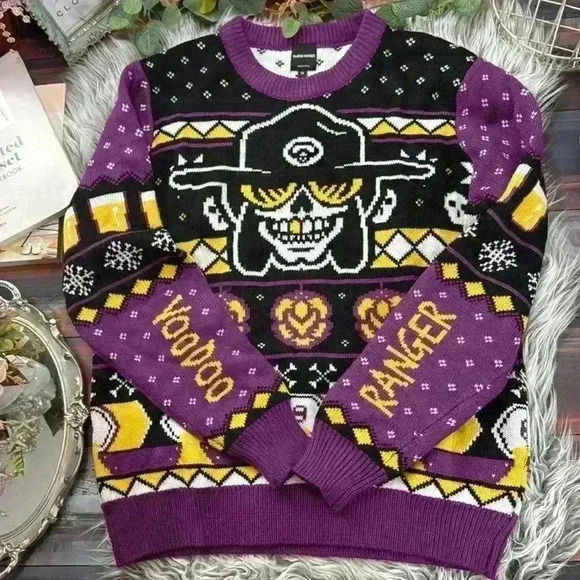 New Belgium Voodoo Ranger Purple and Yellow Holiday Beer Sweater, M - Picture 6 of 12